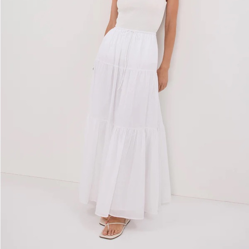 DISSH White Tiered Maxi Skirt